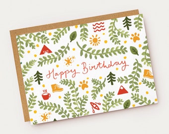 Camping Pattern Birthday Card