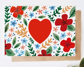 Folk Heart Greeting Card