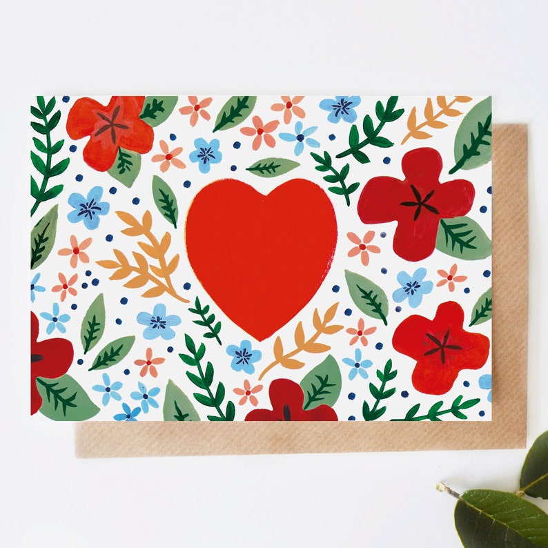 Folk Heart Greeting Card image 1