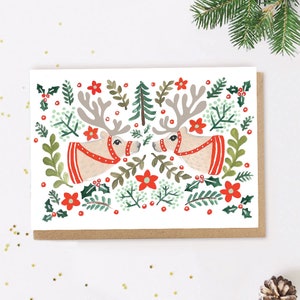 Carte de Noël renne scandinave