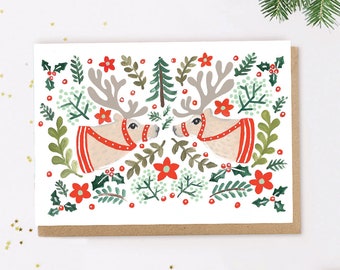 Scandinavian Reindeer Christmas Card