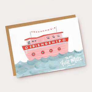 Friend Ship Grußkarte, Valentinstag / Galentine's Day, Freundschaft