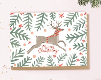 Pretty, Pastel Reindeer Christmas Greeting Card