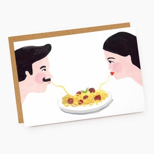 Cartão de felicitações de amor de espaguete