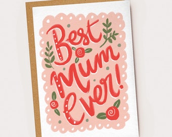 Best Mum Ever Handlettering Karte