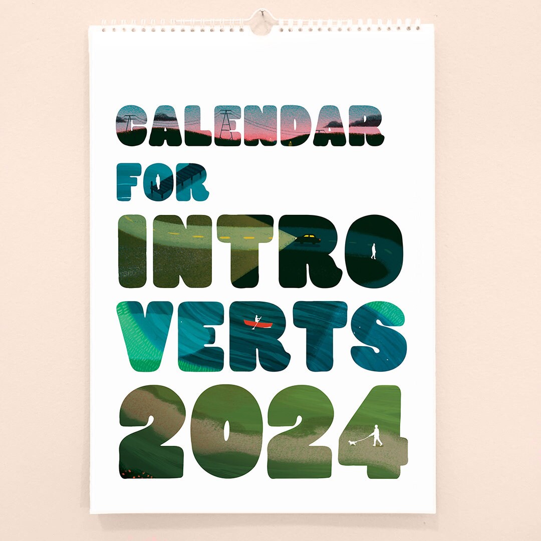 Calendar for Introverts Illustrated 2024 Wall Calendar Etsy UK