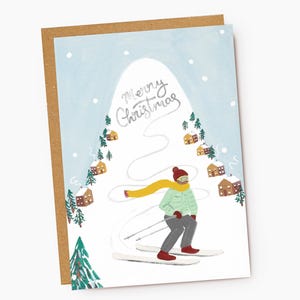 Skier Christmas Greeting Card