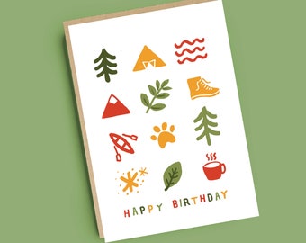 Carte d'anniversaire motif camping