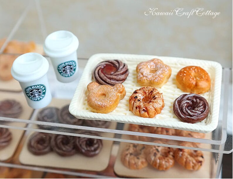 Miniature Food Donuts Doughnut Bakery Starbucks Coffee Tea Beverage Drinks Dolls Fake Food the bjd 1:6 Scale 