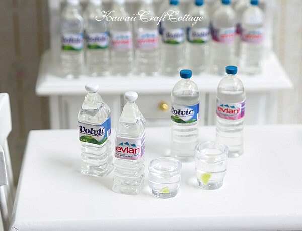 10 Pc Dollhouse Miniature Bottled Water Bottle Drink 1:6th Scale 