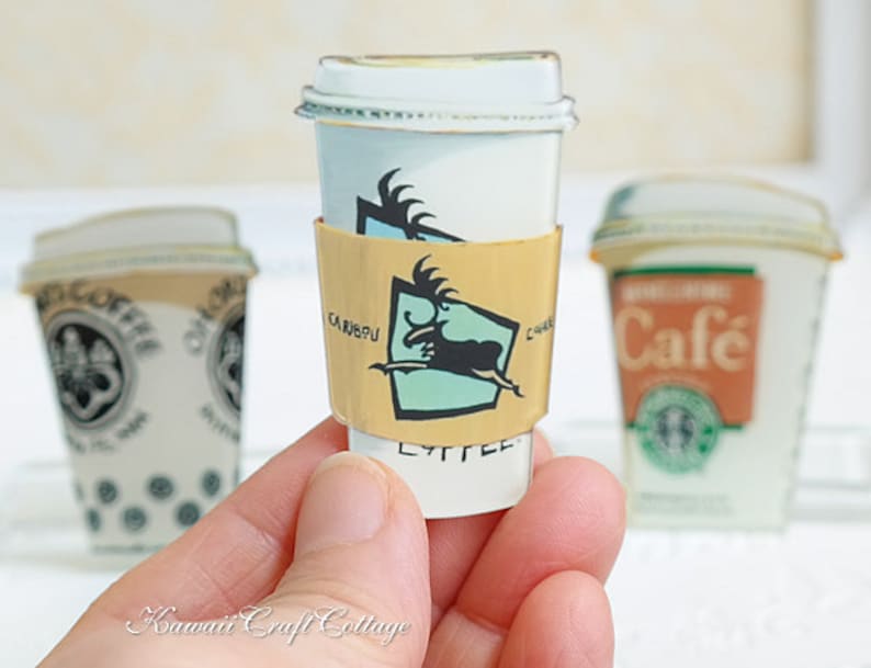 Miniature Food Brooch Pin Starbucks Coffee Tea Mocha Frappuccino Frappe Latte Beverage Acrylic Pin Brooch Cute Kawaii Accessory Foodie Gifts
