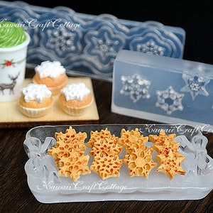 Miniature Mold Miniature Food Mold Cookies Biscuits Snowflakes Xmas Mold Dolls Fake Food Clay Resin Epoxy Dollhouse Miniature Silicone Molds