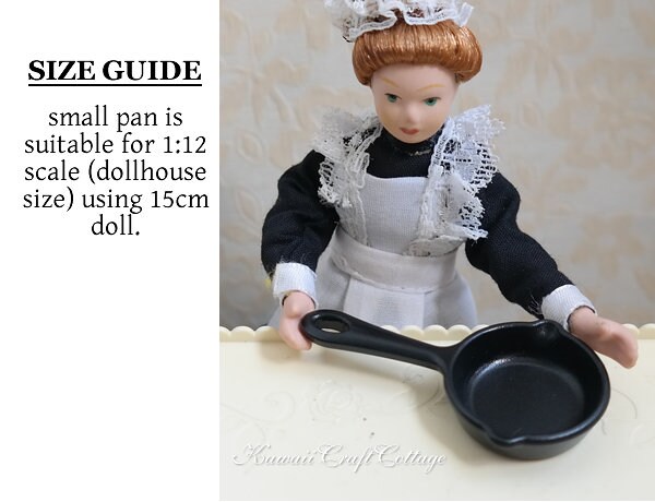 1 Inch Scale Black Cast Iron Frying Pan Set Dollhouse Miniature – Real Good  Toys