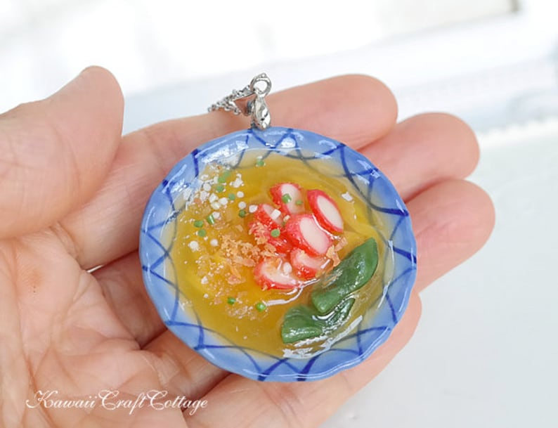 Miniature Food Jewelry Pendant Necklace Fake Food Charsiew Noodles Asian Food Whimsical Cute Kawaii Statement Jewelry Tea Party Foodie Gifts