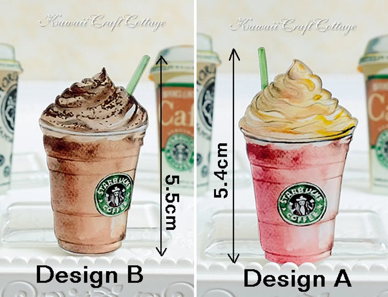 Miniature Food Brooch Pin Starbucks Coffee Tea Mocha Frappuccino Frappe Latte Beverage Acrylic Pin Brooch Cute Kawaii Accessory Foodie Gifts
