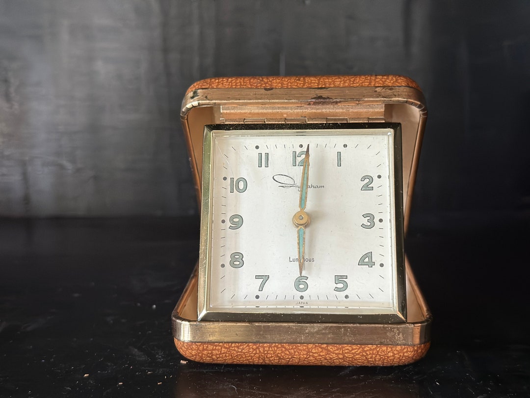 Vintage Ingraham Travel Alarm Clock German Made Windup West Germany