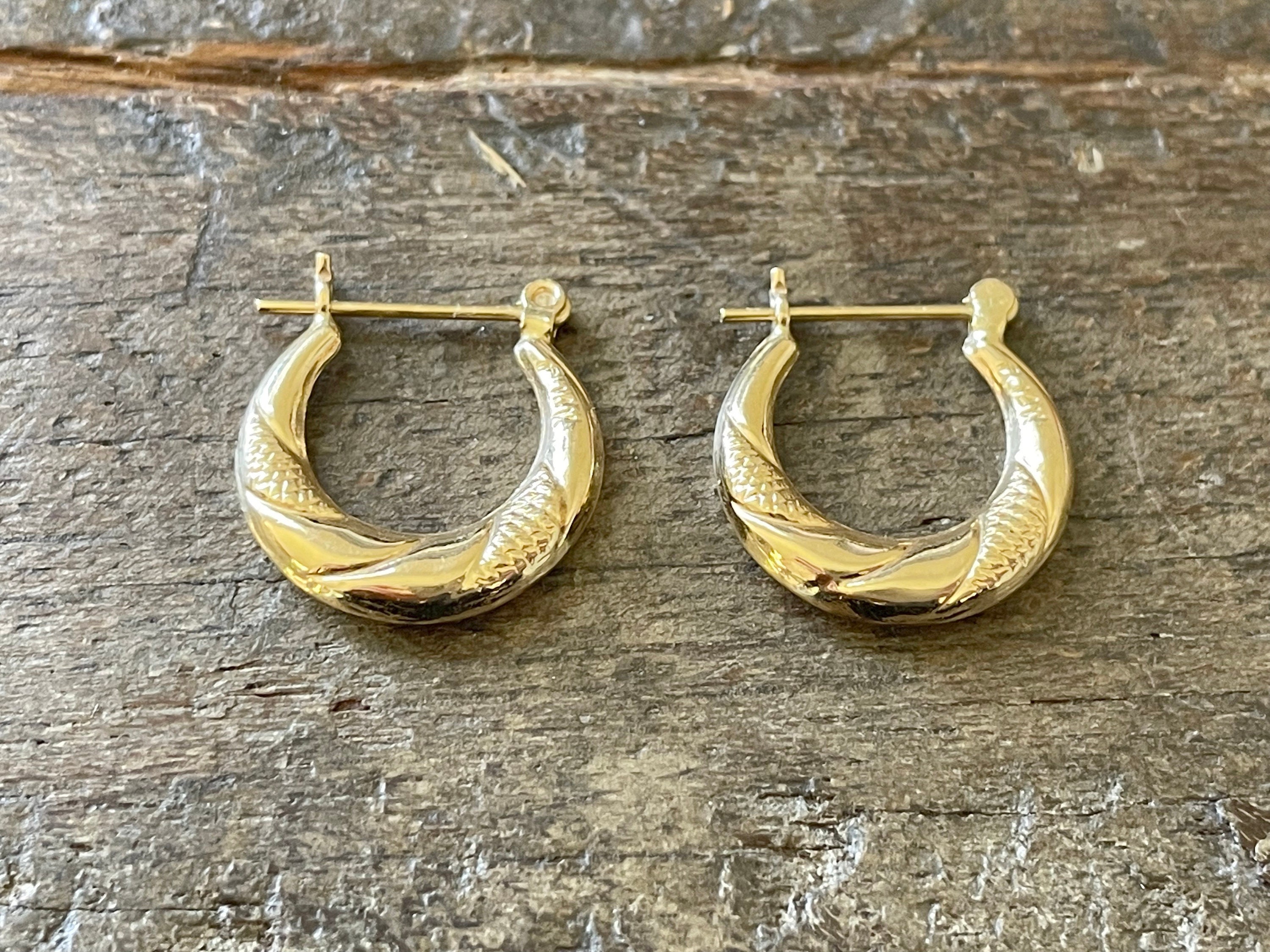 Buy Chunky Gold Hoop Earring 14k Gold Simple Hoop Earrings Handmade Gold  Chunky Earring Vintage Style Gold Hoop Earring Art Deco Gold Earring Online  in India - Etsy