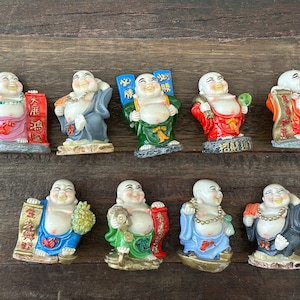 Set of 9 Small Colorful Laughing Buddha (2&quot;H) | Buddha Statue | Happy Buddha | Buddha Figurine