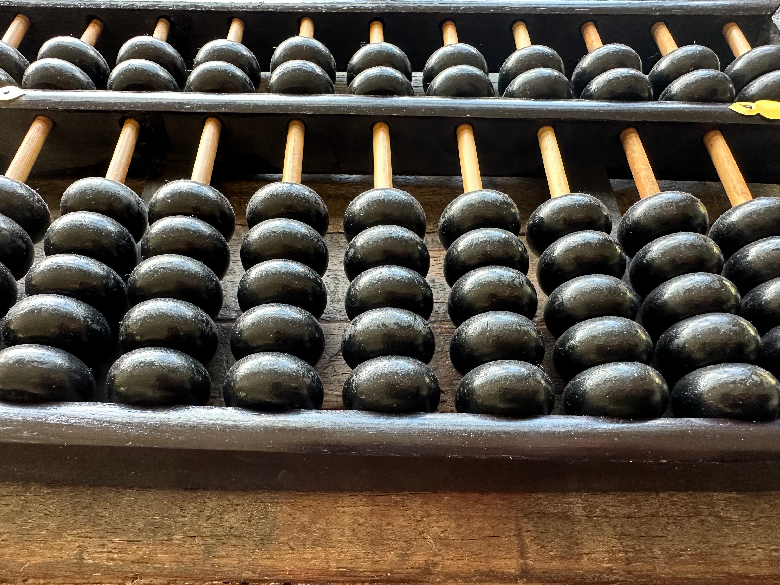 Vintage Chinese Wooden Abacus - 13-Row Calculating Tool, Black Frame, For Math Teaching & Decoration