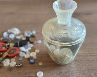 Vintage clear Plastic box with lots of Buttons