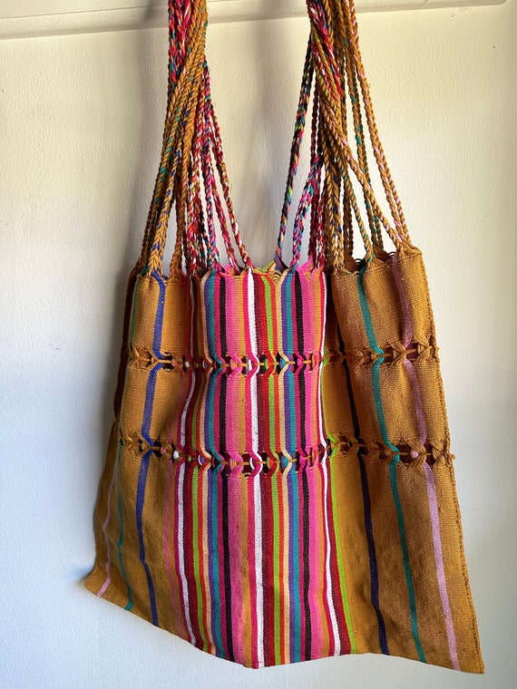 Mexican Tote, Hand loomed Mustard Bag, Summer Bag,