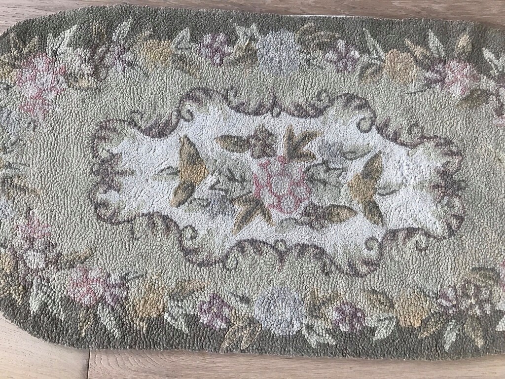 Vintage Hand Hooked Wool Rug 47 X 23 floral Etsy