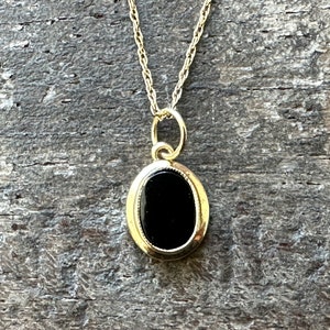 Vintage Black Onyx Pendant Necklace, Pave Set Diamond Vintage Black Onyx Pendant Necklace, Pave Set Diamond