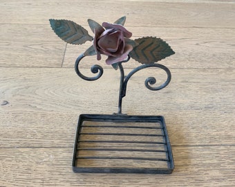 Beautiful Floral Metal Wall Holder - Pink Rose Hook