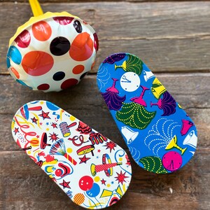 Lot of 3 Tin Noisemakers/ Groovy Spinning Tin Toys / New Year Eve or Birthday Party Favor Noise Makers / Metal Noisemaker or Rattle