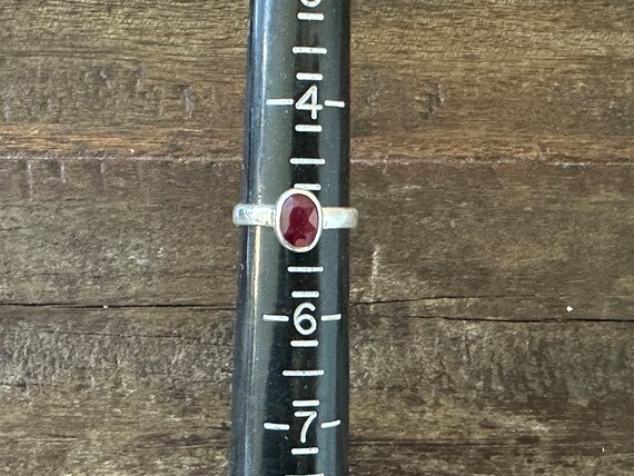 Set of Silver Ruby Hook Earrings and a Faceted Ov… - image 9