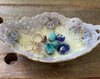 Vintage Roses Porcelain Trinket Dish - Betty Platner - Shabby Chic decorative dish