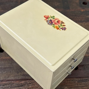 Vintage small metal box with drawers to organize your workroom, studio, office or craft room