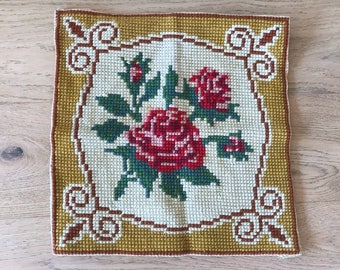 Vintage Mustard floral Hand Stitched