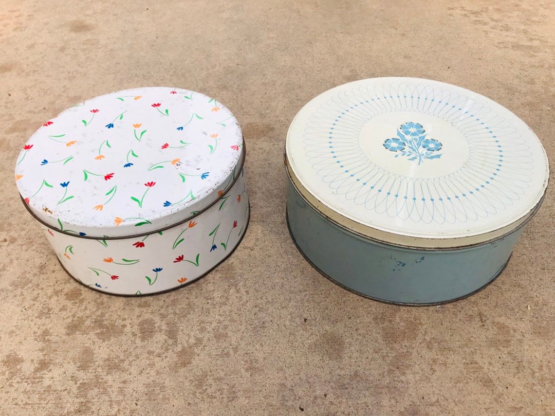 Deux belles boîtes en fer blanc Floral | Etsy