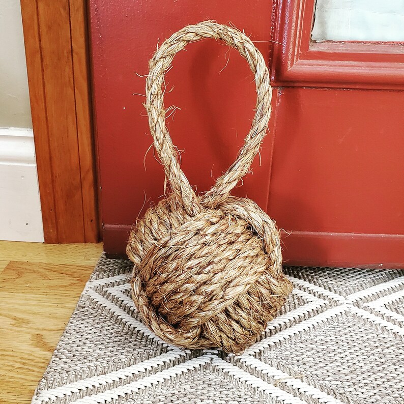 Monkey Fist Knot Weighted Door Stop Nautical Rustic Decor Etsy