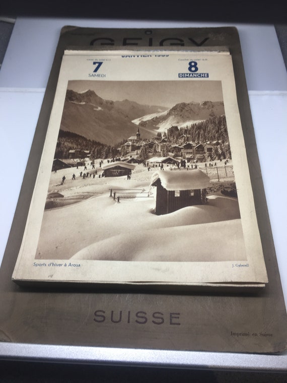 Vintage 1939 Geigy Calendar Swiss Photo Calender Skiing Swiss Etsy