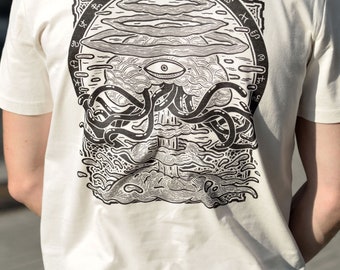 T-shirt NUKOIID - Linocut on organic cotton - Limited and numbered series