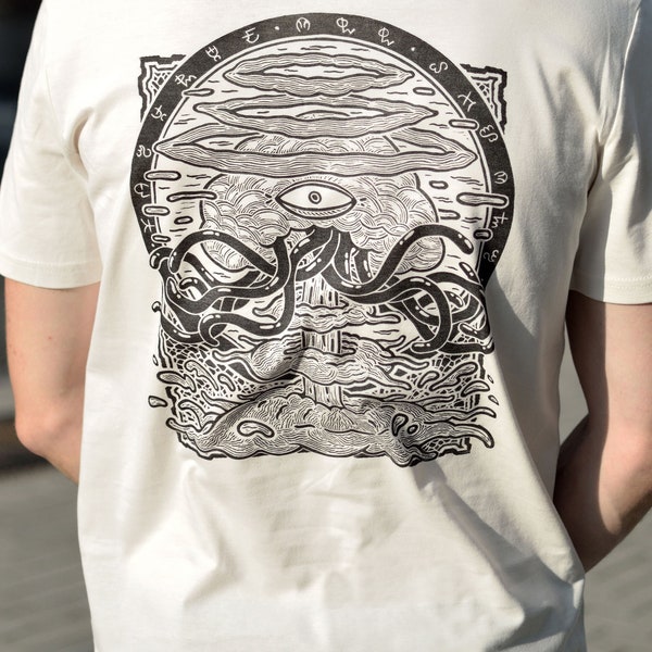 T-shirt NUKOIID - Linocut on organic cotton - Limited and numbered series
