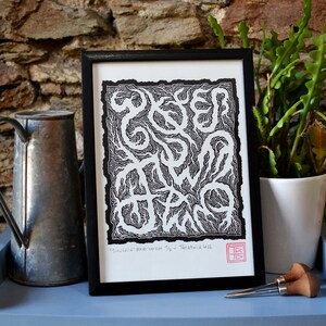 Linocut printing - Simuloiid BxW Version 2022 - Limited edition