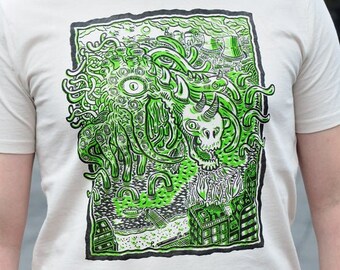 T-shirt KAKUNOIID - Man - Linocut on organic cotton - Limited and numbered series