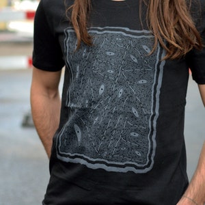 T-shirt WASTOIID Black - Linocut on organic cotton - Limited and numbered series