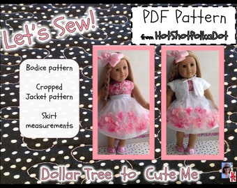 Spring or Easter dress for the 18 inch doll, Dollar Tree items transformed into 18 inch doll clothes, Easy sewing for dolls