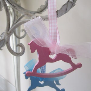 Adorable Rocking Horse, or Set of 6, wooden, Rocking Horse, pink rocking horse, blue rocking horse, christening favor, baby shower gift