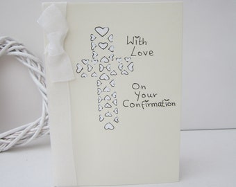 Christening Card with cross Sympathy dove /& bible Personalised Confirmation