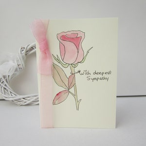 Carte aquarelle, rose rose, carte de condoléances, carte de condoléances, fleurs de sympathie, à personnaliser, sympathie spéciale, carte peinte à la main, fait main