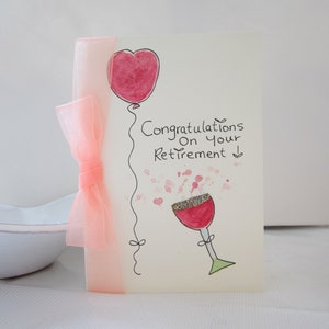 Retirement card, watercolour card, retiring card, retirement congratulations, hand painted card, handmade card, retirement gift, personalise
