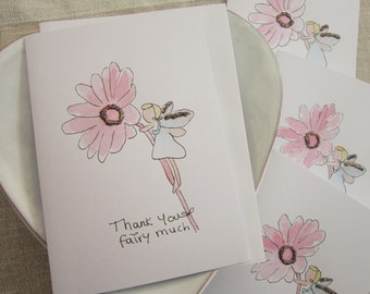 Pink Watercolour Fairy Girls Party Thank You Cards Pink Watercolour Fairy Girls Party Thank You Cards