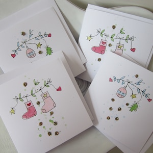 Set of Xmas cards, watercolour Xmas cards, Xmas cards pack, Xmas gifts, Christmas cards, handmade cards, personalised, hand painted cards