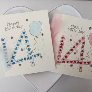 14e anniversaire, carte aquarelle, carte de 14e anniversaire, carte peinte à la main, carte fille, cartes enfants, cartes enfants, carte d'anniversaire, cadeau