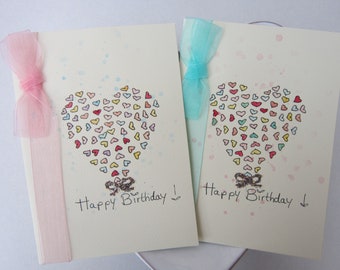 Heart, Birthday card, watercolour card, mum card, daughter card, grandma card, dad card, personalised card, handmade card, hand painted card